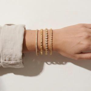 Pulseira de Zircônia Cúbica Empilhável em Aço Inoxidável à Prova d'Água, Banhada a Ouro 18k, Luxuosa para Mulheres - Product Image 4