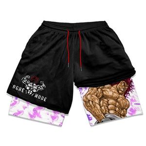 Pantalones Cortos Deportivos de Anime para Hombre, Baki Hanma <span class=keywords><strong>Manga</strong></span>, Impresión 3D, 2 en 1, Pantalones Cortos de Rendimiento, Secado Rápido, Compresión Deportiva, Pantalones Cortos de Verano - Product Image 4