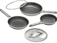 Ensemble de casseroles et poêles en acier inoxydable antiadhésif avec couvercle en verre, compatible induction, pour la cuisine à domicile