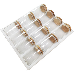Borosilicate Kitchen Food Glass Storage Jars Set Bamboo Lid