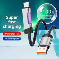 Cable de Carga Rápida 5A/6A con Flujo Luminoso, Compatible con Xiaomi, Apple, Huawei, Cable de Carga Súper Rápida