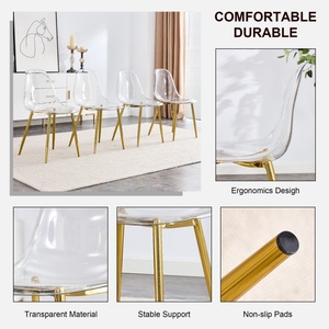 <span class=keywords><strong>Set</strong></span> di 4 Sedie da Pranzo Moderne in Plastica Trasparente, <span class=keywords><strong>Sedia</strong></span> Senza Braccioli in Cristallo, Sgabello Creativo Nordico per Trucco, <span class=keywords><strong>Sedia</strong></span> per Negoziazioni - Product Image 4