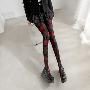 Collants <span class=keywords><strong>en</strong></span> <span class=keywords><strong>nylon</strong></span> au-dessus du genou à motif diamant, style rétro, vert foncé, rouge, sexy, <span class=keywords><strong>bas</strong></span> de contention pour les cuisses - Product Image 3
