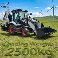 NIMBUS Mendukung OEM ODM Backhoe Loader Kamera Mundur Biaya Perawatan Rendah Kecepatan Rendah Torsi Tinggi 4 in 1 Bucket Backhoe Loader