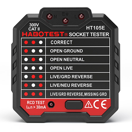 Тестер розеток HT106E Habotest английской версии, электрический детектор неисправностей, цифровой дисплей, розетка напряжения, линия розеток, настенный индикатор розеток