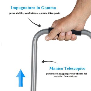 Folding Aluminum <b>Trolley</b> 38x34x96 Cm 45 Kg Capacity Telescopic Handle 2 Wheels Camping Cart - Product Image 4