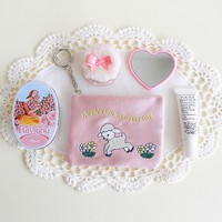 Tas Penyimpanan Dompet Koin Kanvas Bergambar Bordir Kreatif Budaya, Tempat Kartu Multifungsi, Earphone/Lipstik/Kartu Identitas