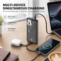 Batterie externe portable 22,5 W à charge rapide, 10000 mAh, triple affichage LED, câbles doubles intégrés, chargeur à 3 sorties – Meilleures ventes