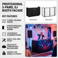 Cabina de DJ Profesional Plegable de 5 Paneles, Soporte Móvil para DJ con Bolsa de Transporte para Eventos de DJ