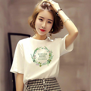 Camisetas para <span class=keywords><strong>mujer</strong></span>, camiseta de talla grande 3XL, camisetas de manga corta con estampado de plumas, camiseta coreana, camisetas Harajuku - Product Image 6