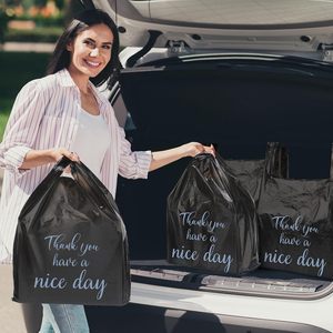 ถุงใส่เสื้อยืด ถุงพลาสติก ถุงใช้ซ้ำได้และถุงแบบใช้แล้วทิ้ง สำหรับธุรกิจขนาดเล็ก ร้านขายของชำ (สีดำ) - Product Image 4