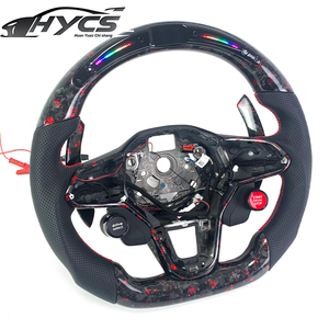 Volante de Fibra de Carbono Forjado para Volkswagen VW GOLF 8 MK8 GTI <span class=keywords><strong>Tiguan</strong></span> R, Estilo Deportivo con Levas de Cambio - Product Image 2