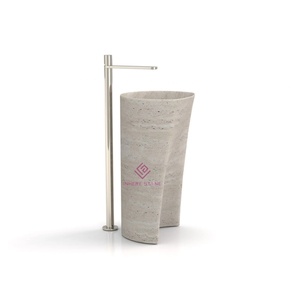 Lavabo <span class=keywords><strong>de</strong></span> Mármol Clásico Nero Marquina, Forma Orgánica, Bloque Sólido, Esquinas Redondeadas, <span class=keywords><strong>para</strong></span> <span class=keywords><strong>Baño</strong></span> <span class=keywords><strong>de</strong></span> Hotel o Villa - Product Image 4