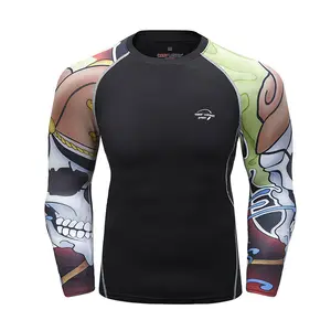 Wholesale Custom Sublimation Printing UPF 50 Long Sleeve Swim Surf Shirts for Men Fitness Rash Guard Athletic Sweatshirts