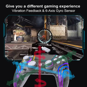 Manette de jeu sans fil avec lumières RGB, double vibration, six axes, batterie 1200 mAh pour PC, fabriquée en Chine - Product Image 5