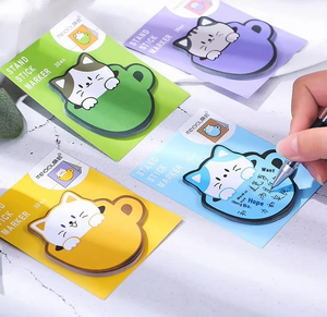 Bloc-notes auto-adhésif de dessin animé créatif Colorful Small Cup Cat Sticky Notes Papier offset résistant à la déchirure pour l'écriture de cadeaux - Product Image 3