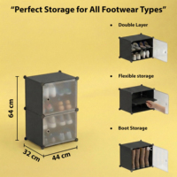 Meuble à chaussures modulaire en plastique DIY avec porte transparente, grande capacité, anti-poussière, organisateur de rangement pour chaussures pour entrée de maison et placard