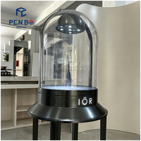 Lemari Pajang Jam Tangan Perhiasan Mewah Modern dengan Kaca Lengkung & Desain Etalase Berdiri dengan Alas Hitam Kustom dan Lampu LED