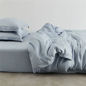 Hight Quality ins style light blue soft and silky bedsheets bedding sets collections pillow cover
