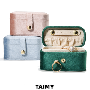 Custom Logo Vintage Velvet Jewelry Box Portable Travel Jewelry Storage Box with Removable Ring Insert Jewelry Organizer Gift Box - Product Image 6