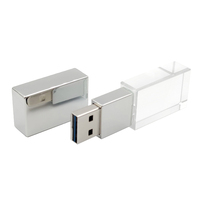 Memoria USB de Cristal Personalizada con Luz LED, 2.0/3.0 de Alta Velocidad, Nueva Caja de Regalo para Bodas, Almacenamiento Multi-GB, Logotipo OEM Personalizado
