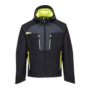 Veste de ski imperméable à capuche pour homme, style sportif bicolore avec fermeture éclair, gris et vert lime - Product Image 4