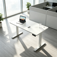 Bureau électrique réglable en hauteur avec deux sections et pieds en fer, poste de travail informatique autoportant pour le bureau à domicile