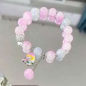Pulsera de Cuentas de Cristal Glaseado, Joyería Dulce para Mujer, Pulsera de Mariposa y Flor, Pulsera de Cuentas de Cristal Agrietado con Diseño de Palomitas de Maíz de Fantasía - Product Image 3