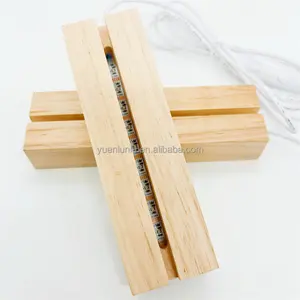Holzprodukte individuell Holz 3D-Tischlampe USB Holzbild-Foto-Rahmen Acryl mit LED-Leuchten