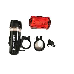 Ensemble de feux de vélo Power Beam avec supports, feux avant et arrière à LED pour la conduite nocturne, noir, étanche IPX4, 4 modes - Product Image 1