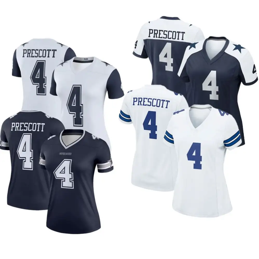 Dak Prescott Dallas 4 Dames Speler Jersey Mode Sexy Usa Voetbal Vp Limited Game Jersey Shirt Voor Lady - Navy