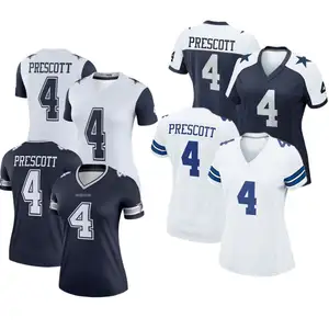 Dak Prescott Dallas 4 mujeres jugador Jersey moda Sexy de EE. UU. De fútbol VP limitado juego Jersey camisa para mujer-Azul marino