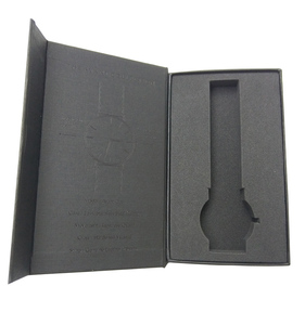 <b>Book</b> <b>Box</b> Black Cardboard Gift <b>Box</b> Watch Ring Cosmetic Packaging Magnetic Closure EVA Insert - Product Image 1
