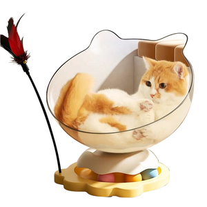 Juguete Interactivo para Gatos con Bola Giratoria y Plumas, Diversión para el Autoentretenimiento, Varitas para Gatos y Diseño de Cama con Forma de Cápsula Espacial - Product Image 1