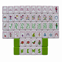 Set Mahjong Natal Ubin Mahjong Amerika dengan Alas Bermain Desain Liburan Pink Grosir Langsung dari Pabrik Hadiah Malam Permainan Keluarga