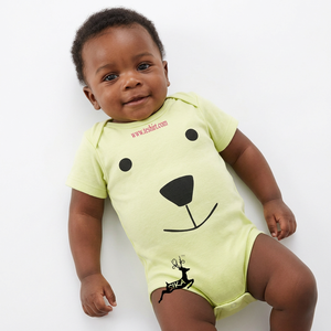 Lindo pelele estampado para bebé, mono de algodón suave de manga corta con diseño de cara de oso para bebés, ropa de verano unisex - Product Image 1