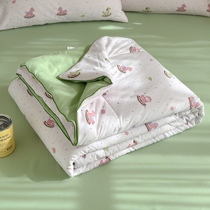 Trapunta Estiva in Cotone Lavato con Filato Stropicciato, Piuma e Seta, Morbida, Lavabile in Lavatrice, Sottile, Stile Moderno e Semplice, Transfrontaliero - Product Image 5