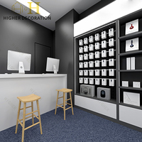 Aménagement intérieur personnalisé pour boutique de téléphonie mobile, mobilier d'exposition de téléphones portables, vitrine numérique en verre avec éclairage LED