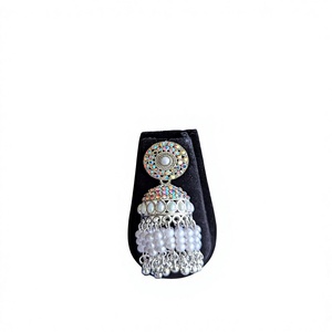 Boucles d'oreilles pendantes SS en alliage plaqué argent, imitation perle, cristal, strass, style bohème, bijoux de mariage pour femmes - Product Image 2