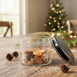 Set <span class=keywords><strong>di</strong></span> <span class=keywords><strong>Barattoli</strong></span> <span class=keywords><strong>in</strong></span> <span class=keywords><strong>Vetro</strong></span> Borosilicato con Coperchio Ermetico, Motivo a Quadri Rosso e Nero con Fiocchi <span class=keywords><strong>di</strong></span> Neve, per Natale - Product Image 3