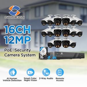 Système de caméra PoE GWSECU 12MP, NVR PoE 16 canaux, disque dur 4 To, 16 caméras bullet 6K 4K, couleur intégrale, emplacement pour carte SD intégré, audio bidirectionnel - Product Image 2