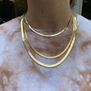 Cadena de Oro para Mujer, Chapada en Oro de <span class=keywords><strong>18k</strong></span>, Alta Calidad, Diseño Simple, 4mm 6mm 8mm, Cadena de Espiga - Product Image 3