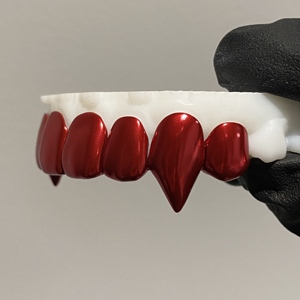 Grilles dentaires personnalisées en argent 925 plaqué or rouge, style hip-hop, vampire, pour hommes et femmes - Product Image 3