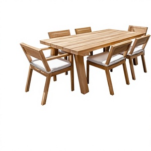 Ensemble de meubles de jardin en bois de pin, table et chaises de salle à manger d'extérieur 8 places, design en bois massif résistant aux intempéries - Product Image 6