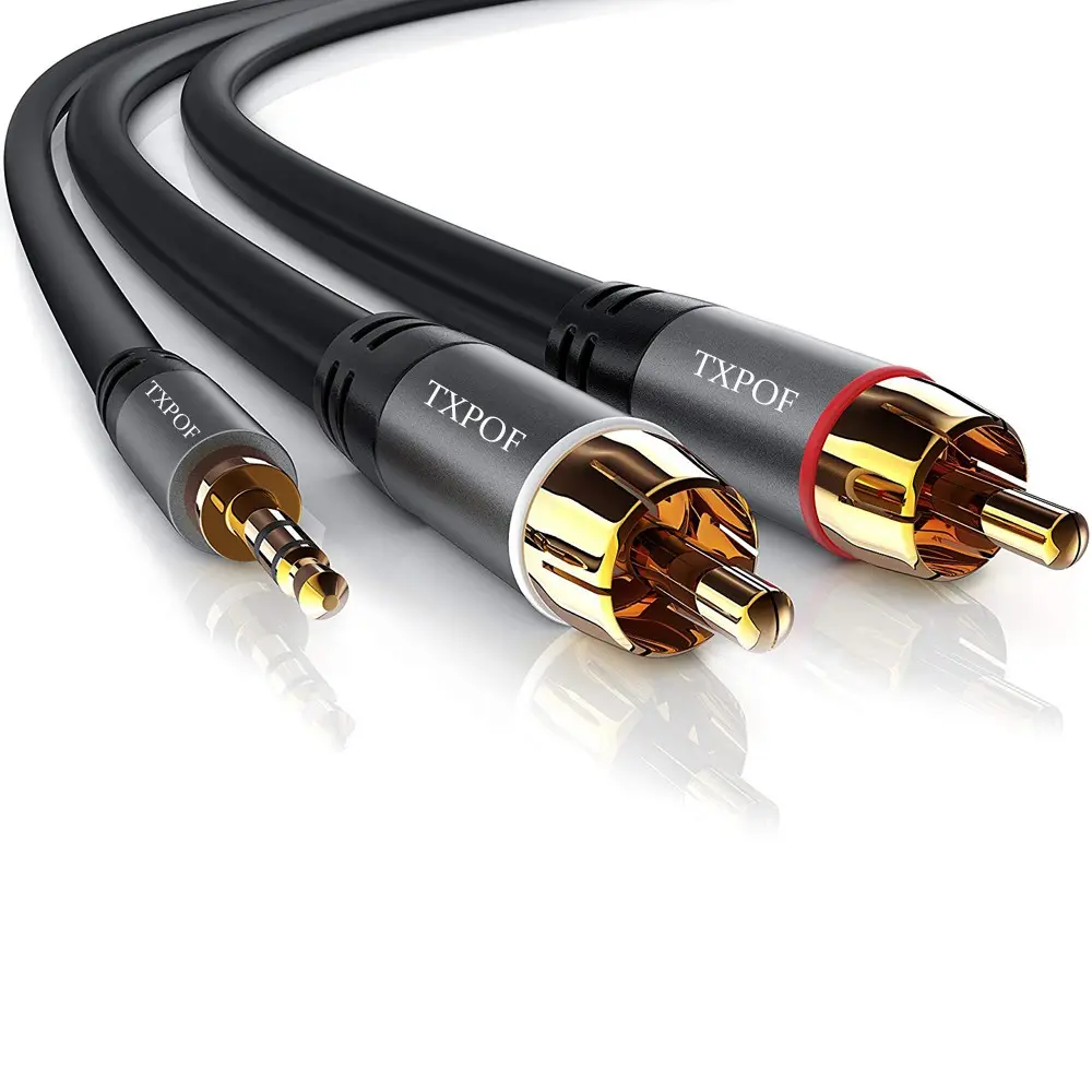 2rca splitter 3.5mm stereo aux male to 2 rca male audio cable
