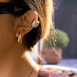 Boucles d'oreilles clips en forme de goutte d'eau en zircon, acier inoxydable 18K pour femmes, bijoux d'oreille non percés, pièce tendance - Product Image 2