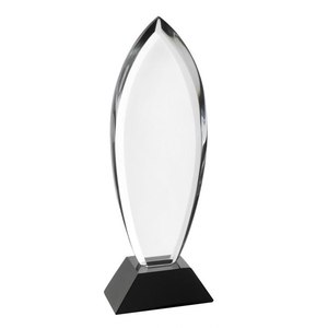 Trofeo in Cristallo ROMA 292mm H 21mm con Placca in Legno e Grafica Stampata UV per Premi e Omaggi Fieristici Disponibile in Vetro e Metallo - Product Image 1