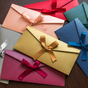 Carte postale personnalisée, carte de <span class=keywords><strong>remerciement</strong></span>, papier perlé, invitation de <span class=keywords><strong>mariage</strong></span>, enveloppe avec nœud en ruban - Product Image 1