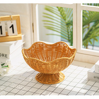 Panier en plastique créatif en forme de fleur, style pastoral, tissé à la main, pour le salon et la réception, rangement de fruits, légumes et aliments