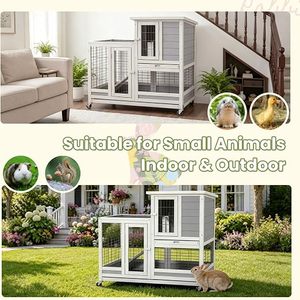 Casa para Mascotas de Interior para Conejos y Animales Pequeños, Jaula para Cobayas de 37 Pulgadas con Corral Extraíble para Conejos - Product Image 6